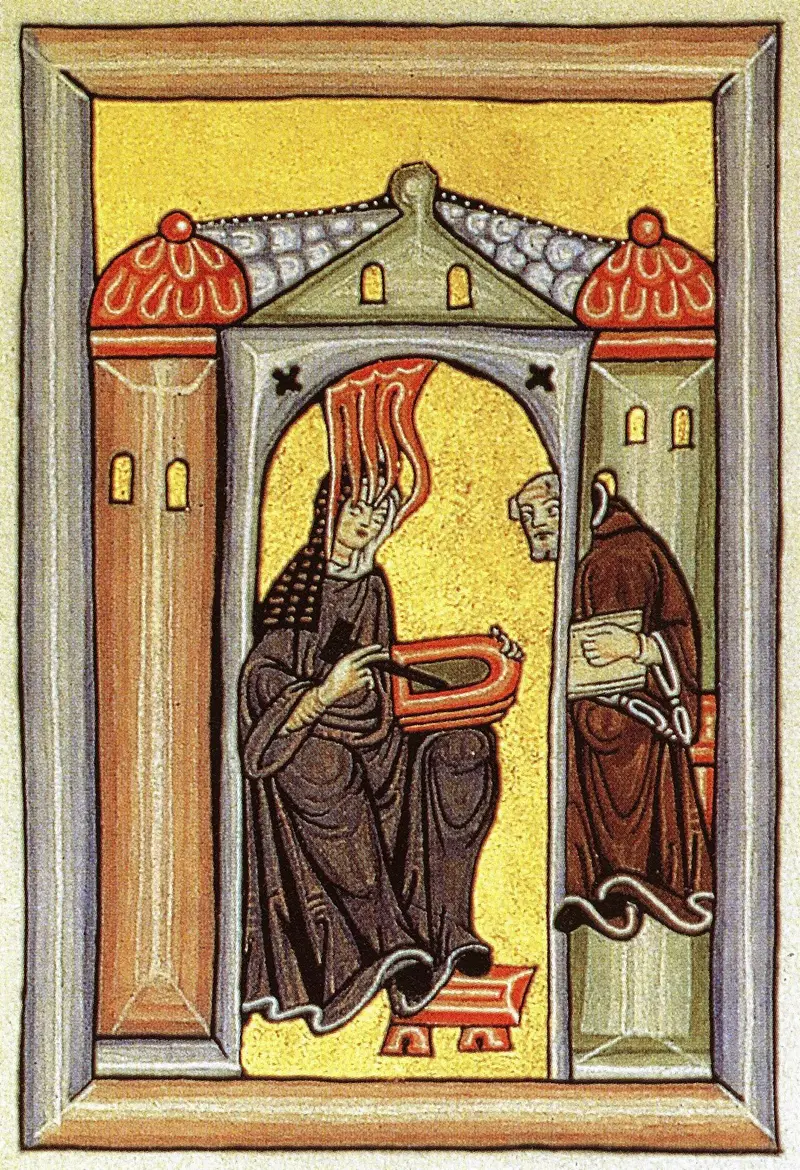 Mittelalterliche Hildegard-von-Bingen-Illumination - Heilsteine im Mittelalter