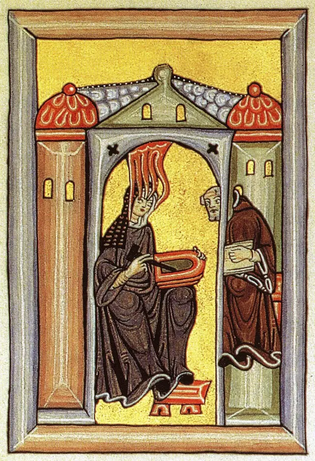 Mittelalterliche Hildegard-von-Bingen-Illumination - Heilsteine im Mittelalter