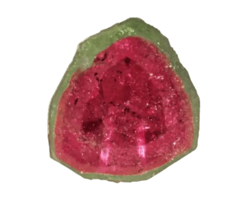 Wassermelonen-Turmalin - Heilstein, Nahaufnahme einer typischen Probe